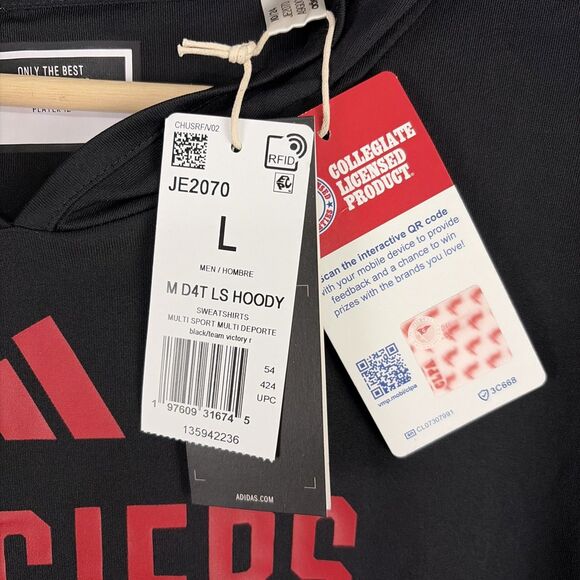 Adidas NCAA Indiana Hoosiers D4T LS Hoodie Top Shirt Size Large JE2070 NWT - Picture 4 of 7